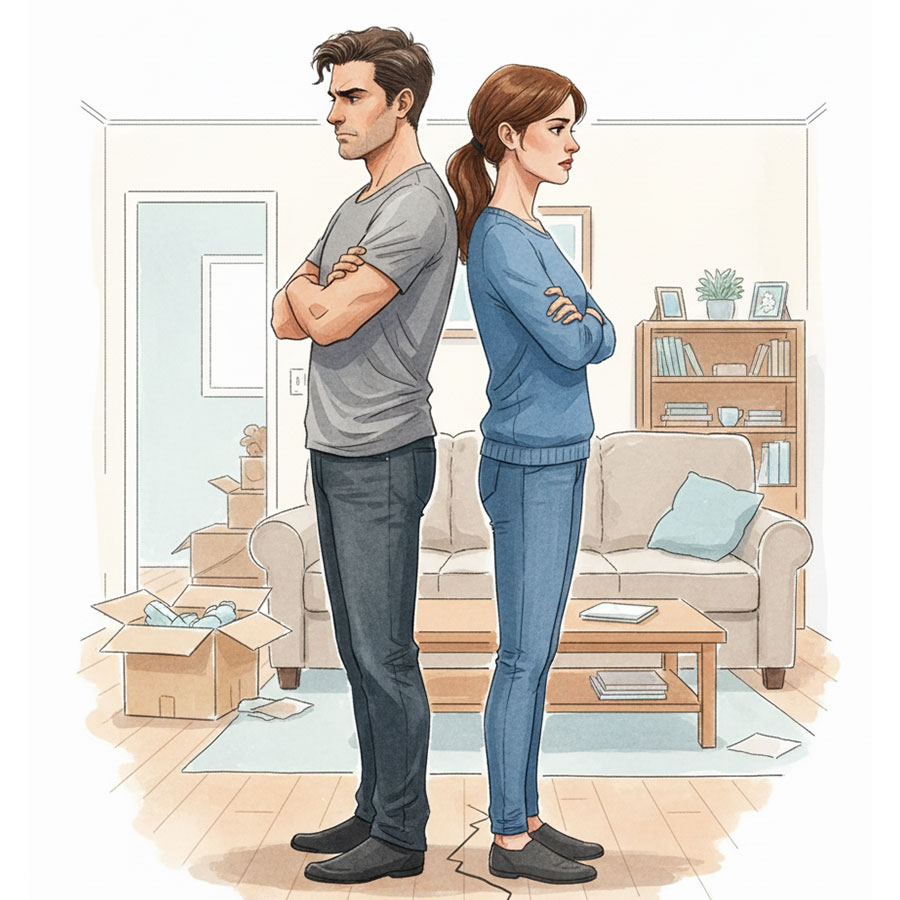 Illustration of Divorcing couple